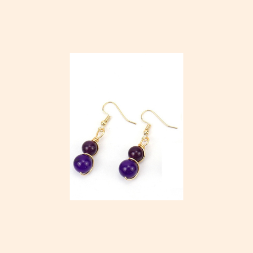 Flying Saucers gold and amethyst Earrings