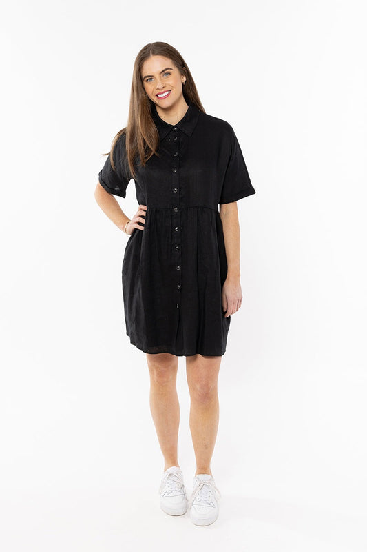 Seeking Lola Easy Breezy dress black linen