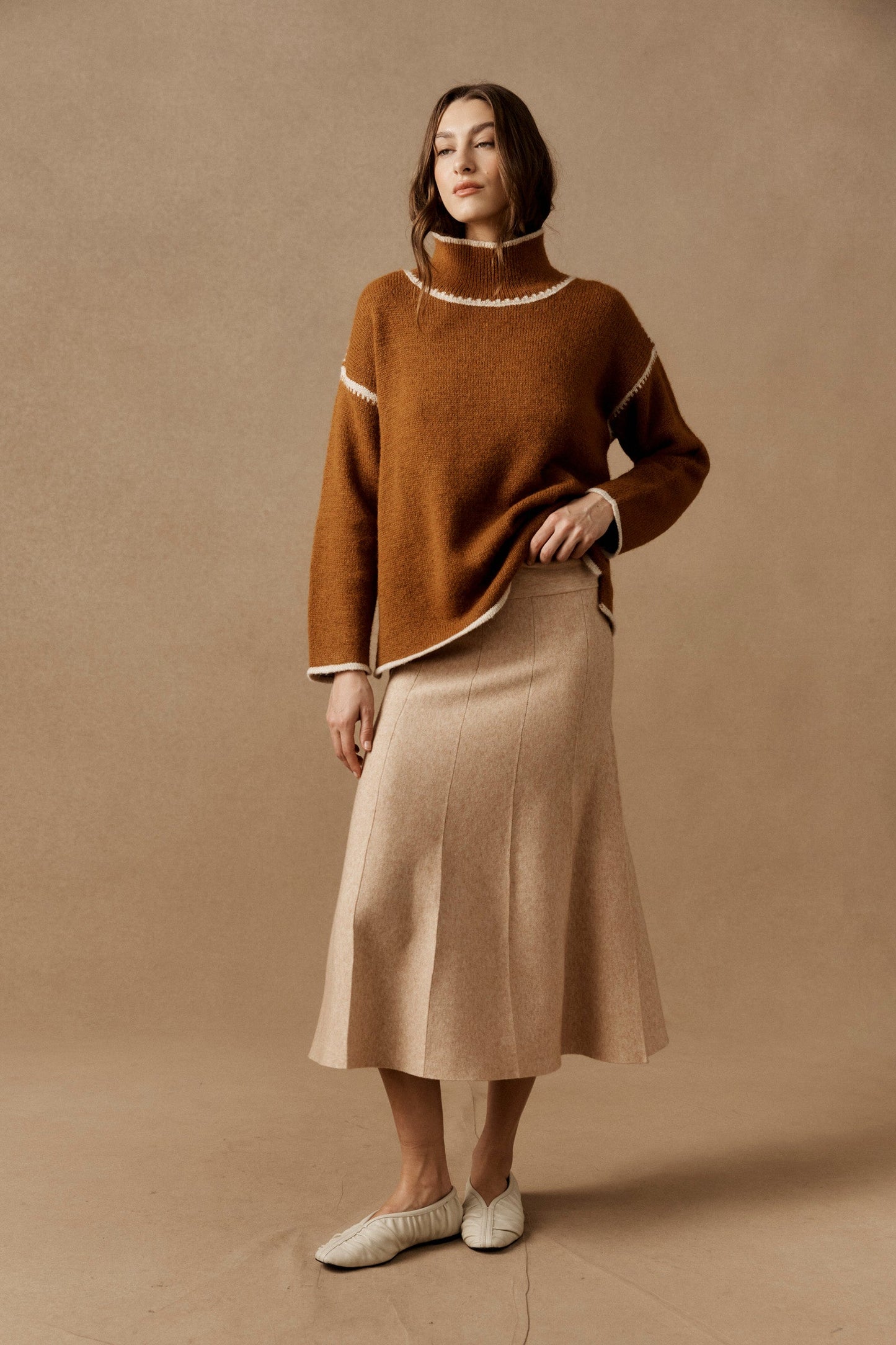 Eb + Ive Zola knit skirt Bisque