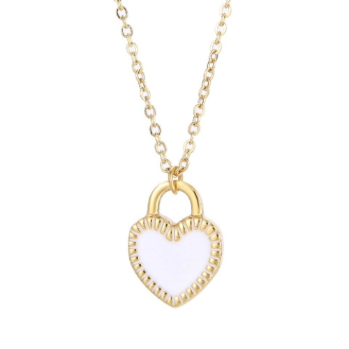 Flying Saucers heart pendant gold/white