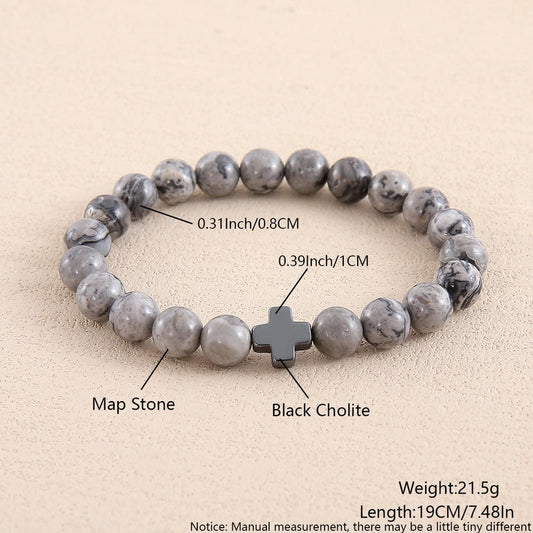 Forge man Casual Commute Cross map stone   Bracelets beads