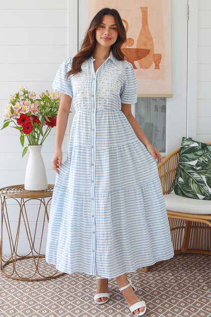 Cotton stripe shirt dress