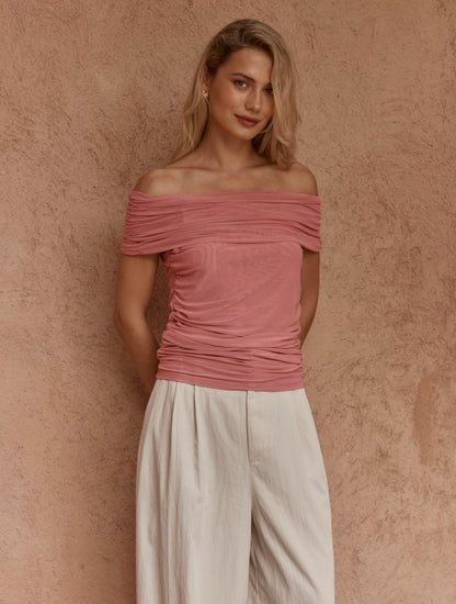 Fate Jordon off shoulder top burnt pink