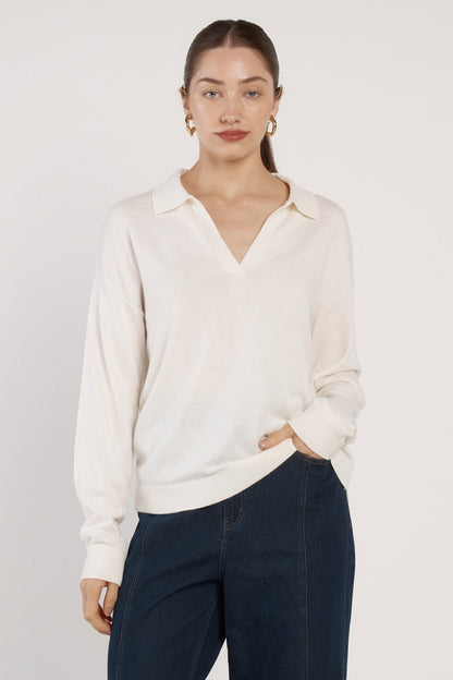 Fate +Becker Soleni polo  knit cream