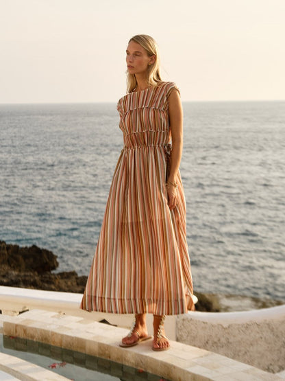 Fate Callista Midi Dress - Sandbar Stripe