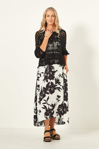 Lemon Tree Lana Dress Blk and white print