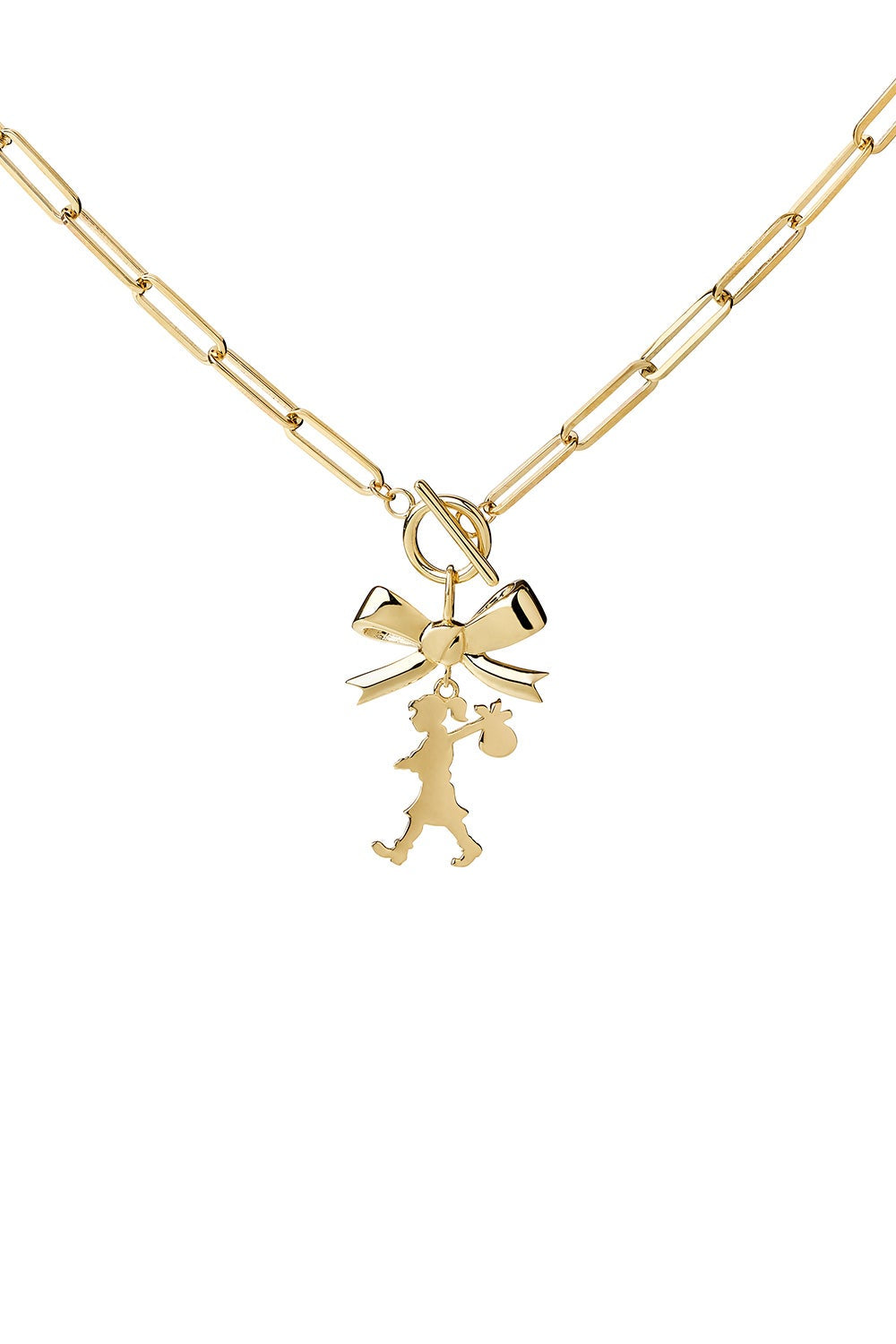 Karen Walker girl with a bow necklace Gold