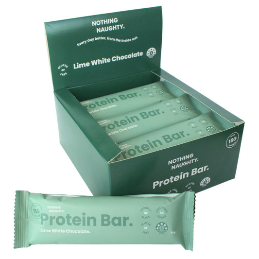 Nothing Naughty Protein bar ,lime white chocolate 12 bars