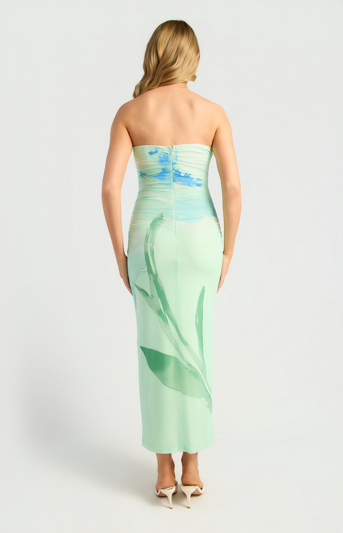 Water colour  floral strapless dress