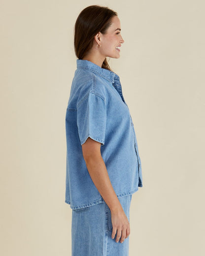 Betty basics short sleeve denim shirt