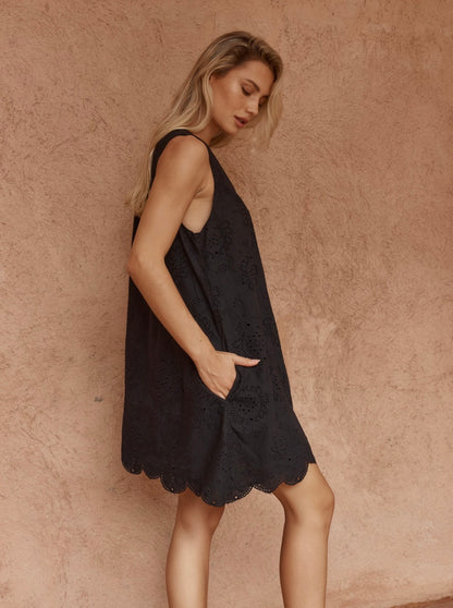 Sass Mavis Broderie dress black
