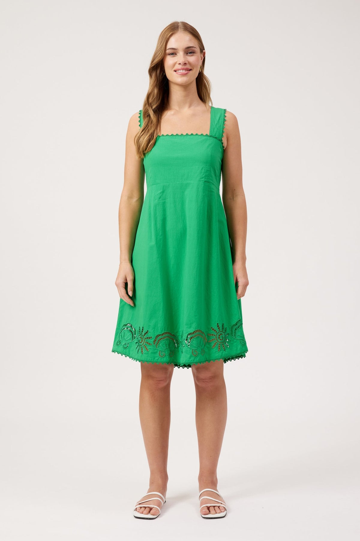 Haven Larissa Broderie dress green