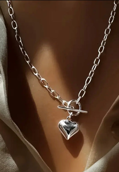 Flying saucers heart necklace S silver