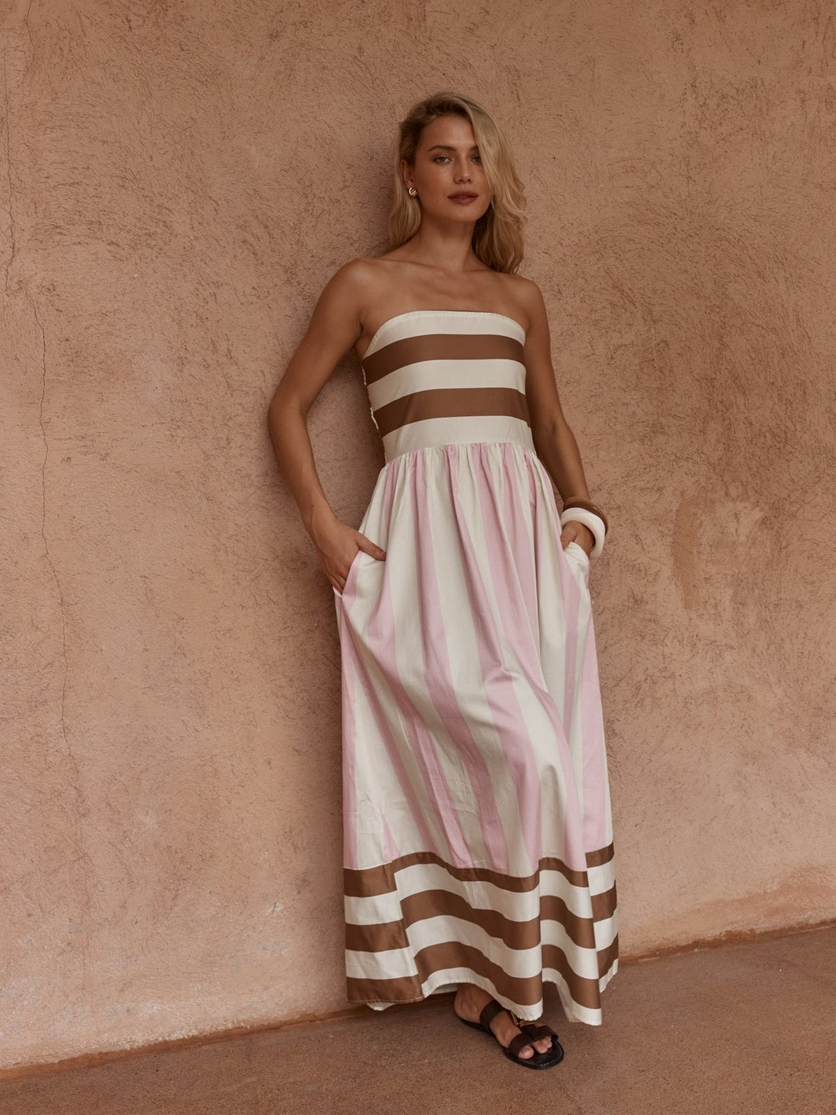 SASS NEA SPLICED STRAPLESS DRESS - NEAPOLITAN.  Pre order