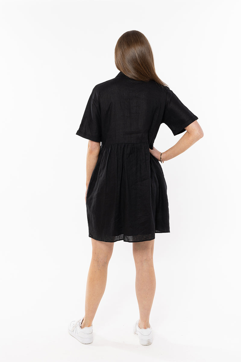 Seeking Lola Easy Breezy dress black linen