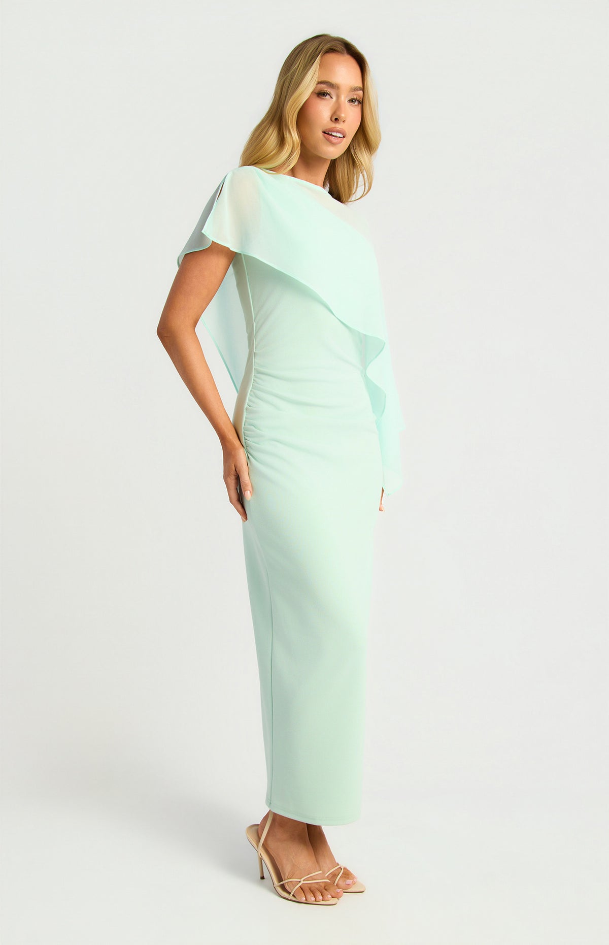 Mint cape midi dress pre order