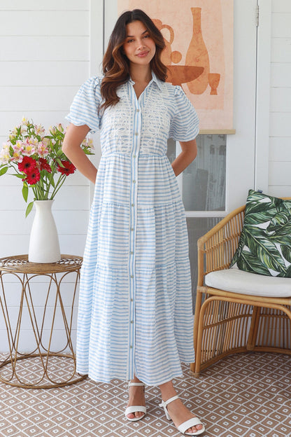 Cotton stripe shirt dress