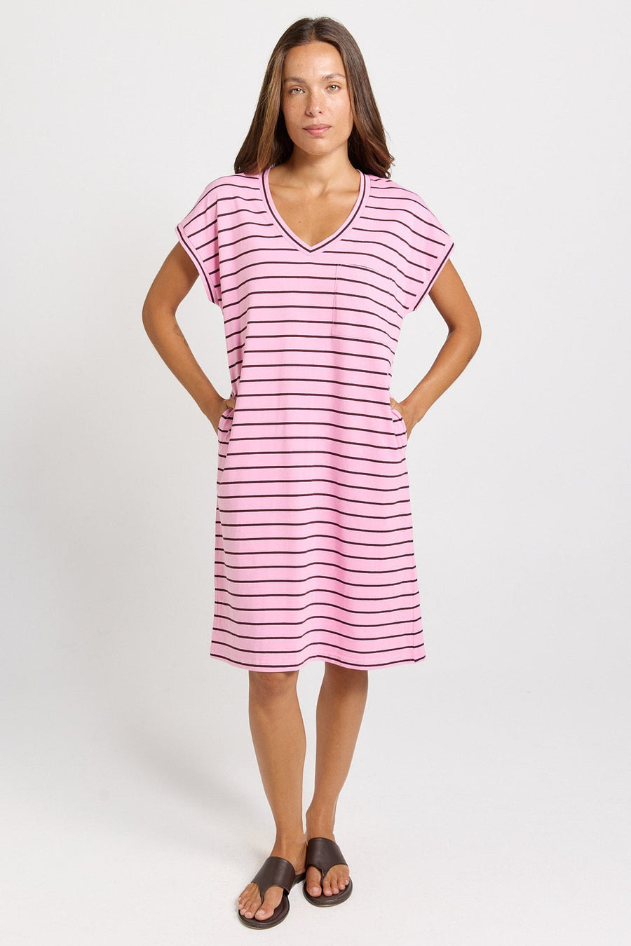 BettyBasics Zena tshirt dress pink/chocolate pre order