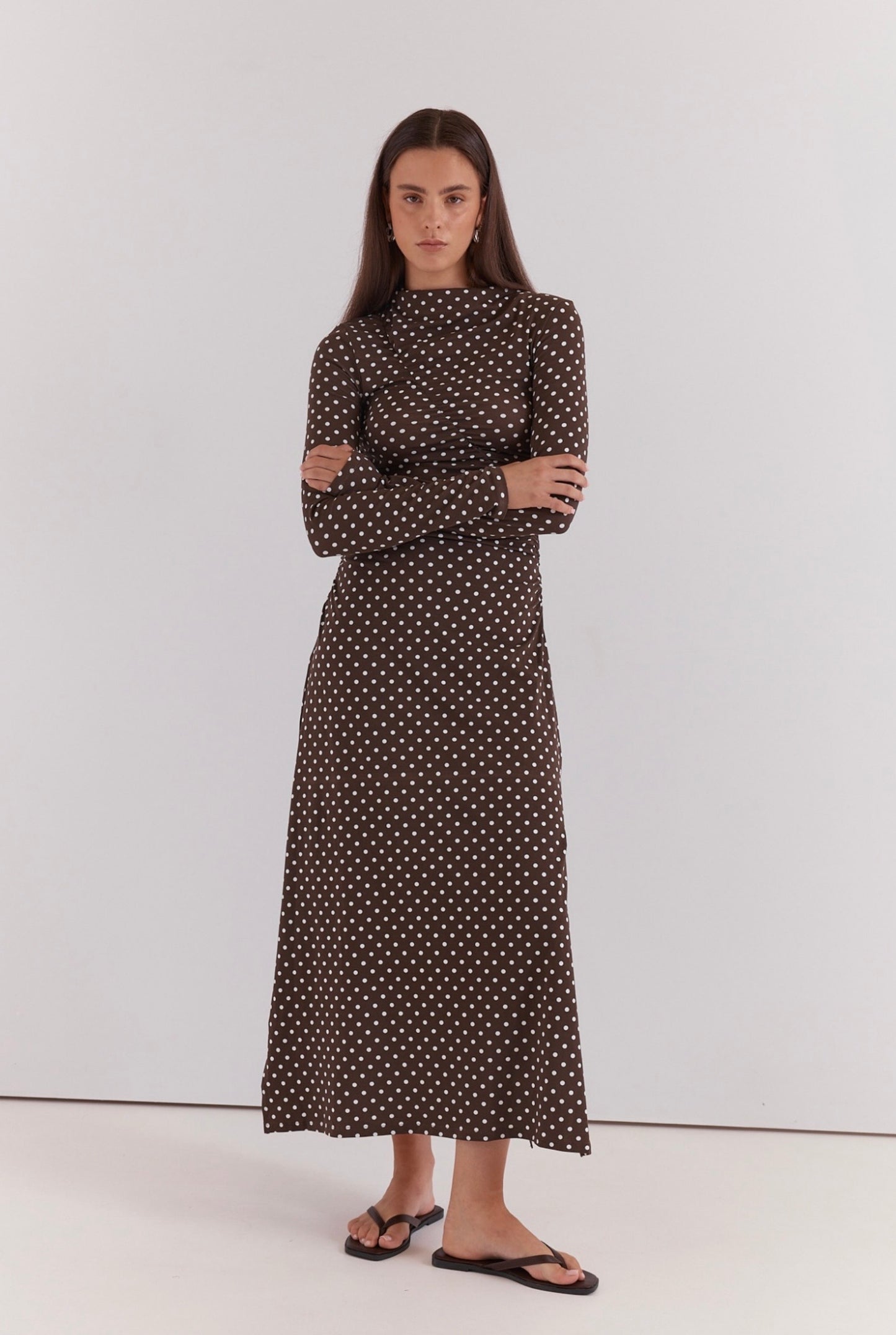 Sass Ashini long sleeved ruched dress
