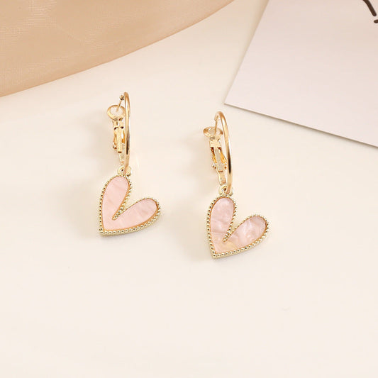 Flying Saucers Women Heart Alloy Electroplating Stud Earrings pink