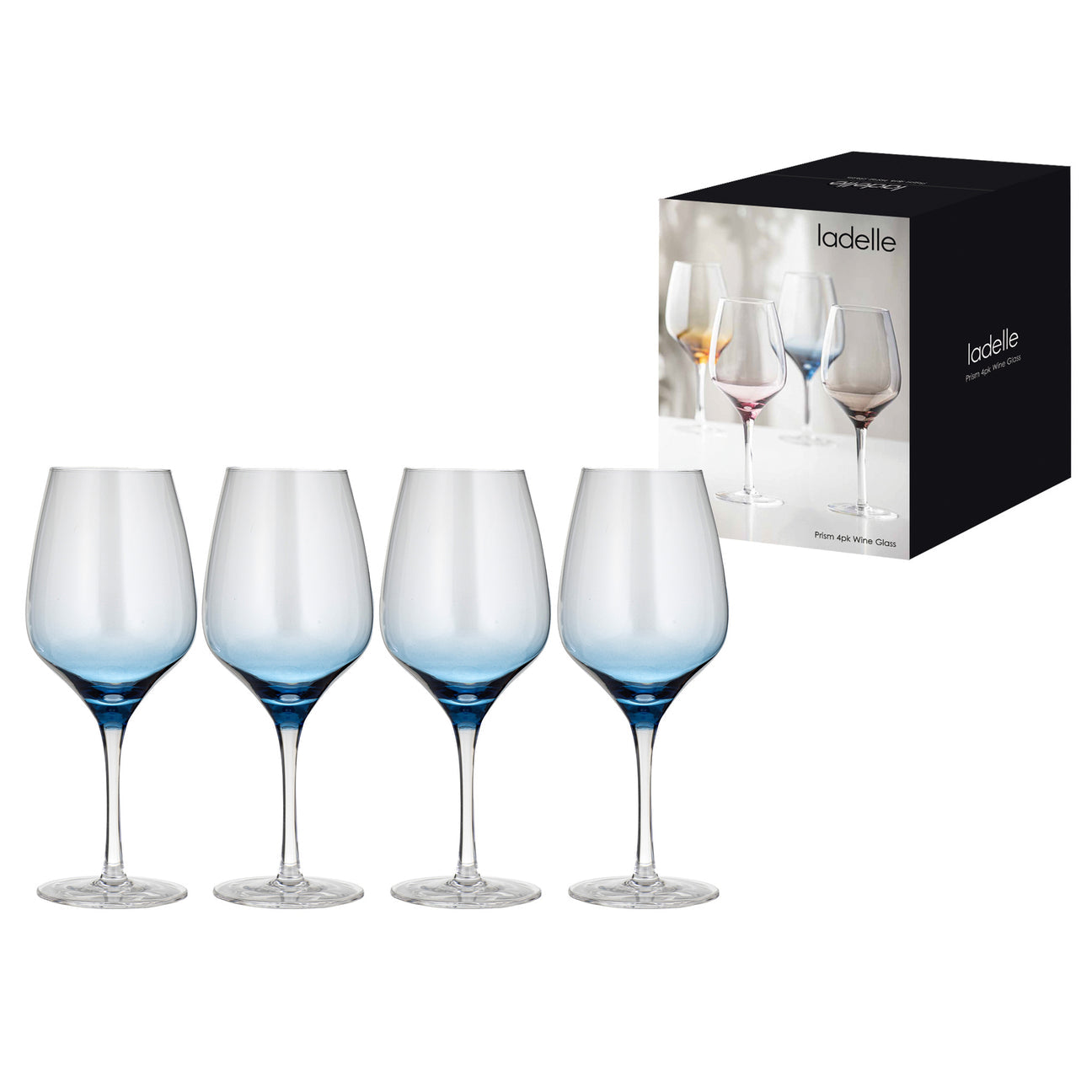 Ladelle Prism Blue 4pk Wine Glass