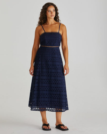 Sass Kali Broderie  dress Navy