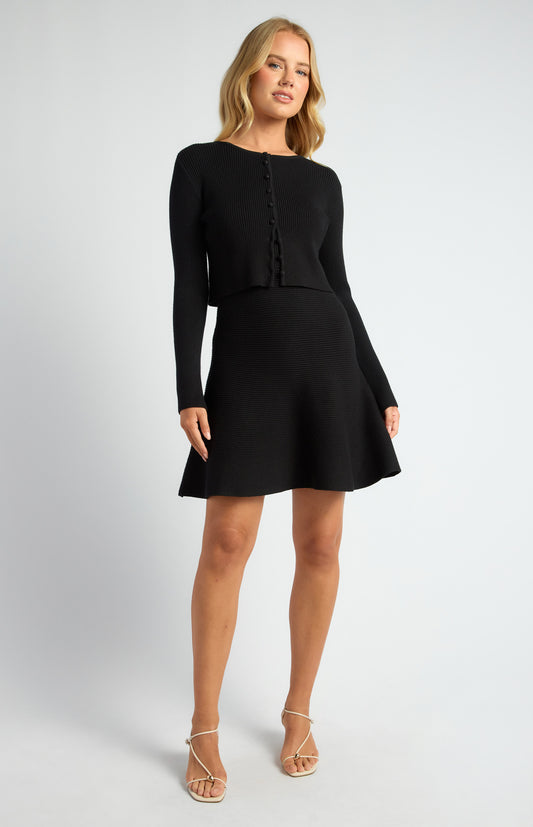 Knit mini dress with Cardy black
