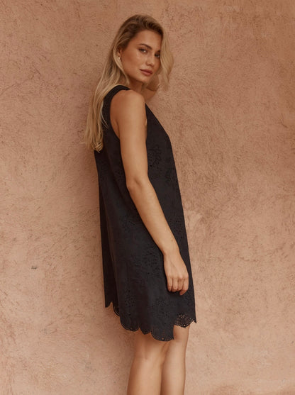 Sass Mavis Broderie dress black