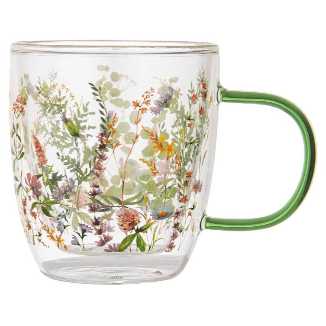 Ashdene Wildflowers Double Walled Glass Mug Forrest