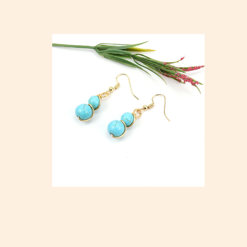 Flying Saucers gold and turquoise crystal Earrings