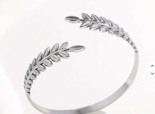 Fern silver leaf cuff