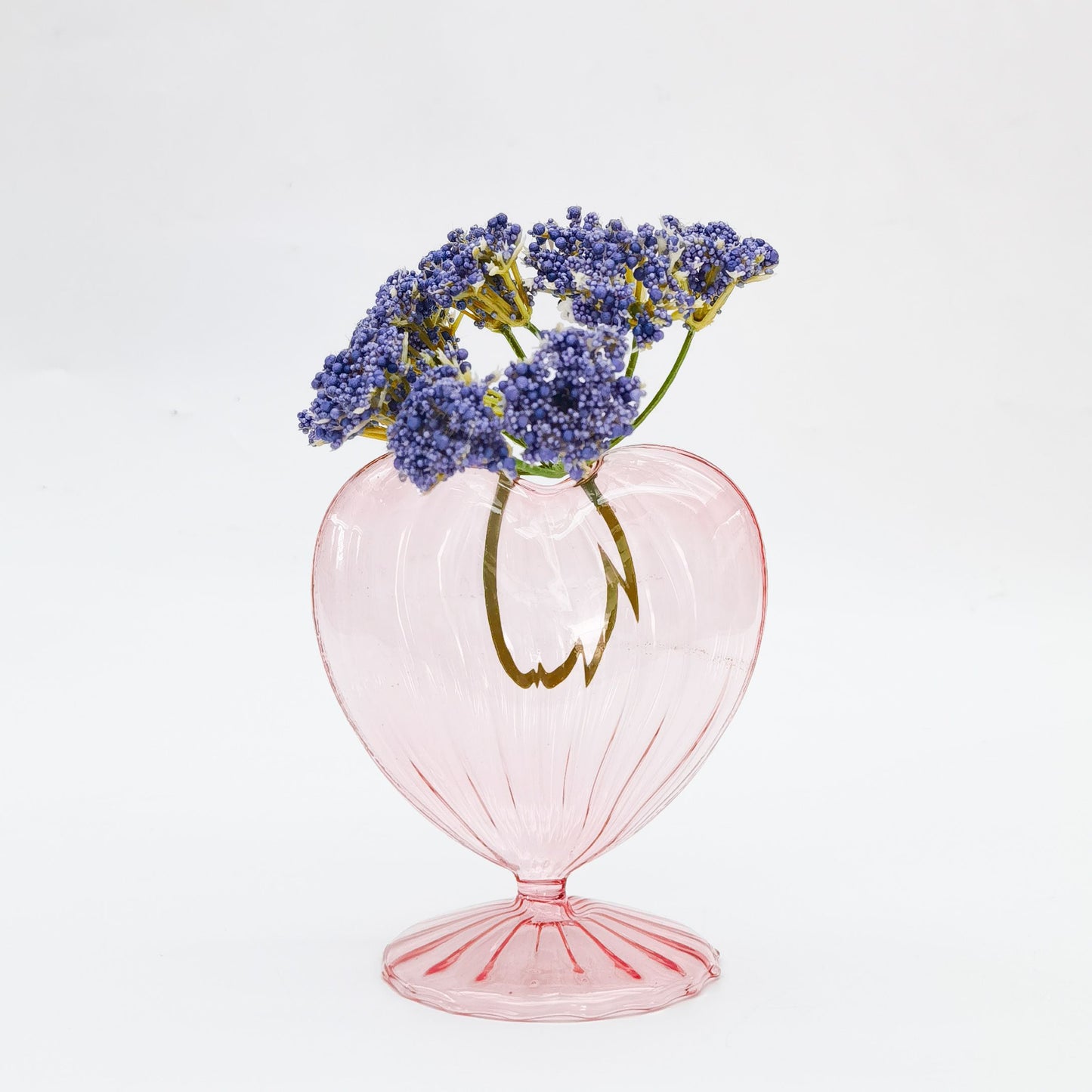 Glass hear  bud vase pink