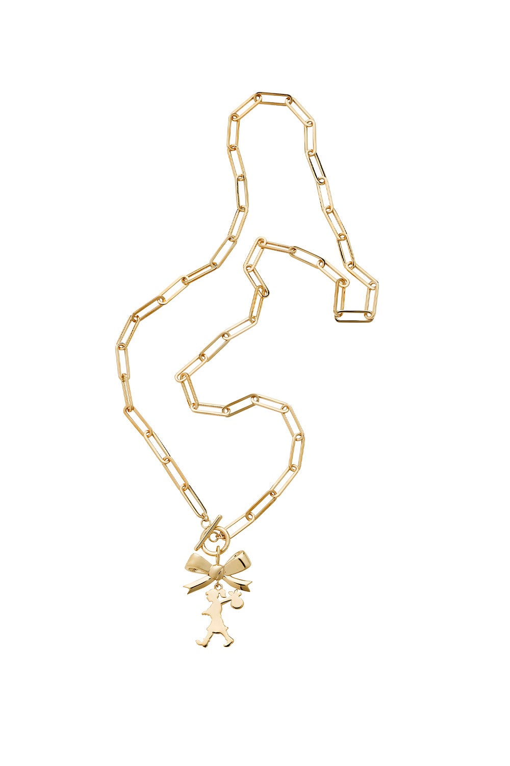 Karen Walker girl with a bow necklace Gold