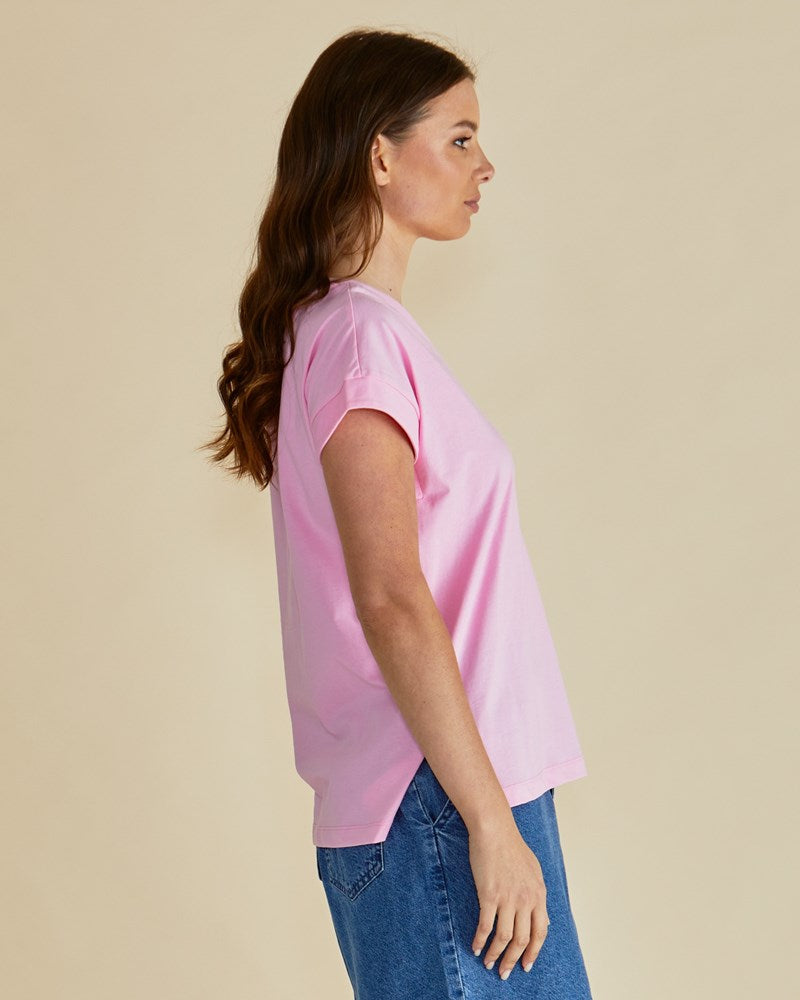 Betty Basics Tracy v neck Tee  pink