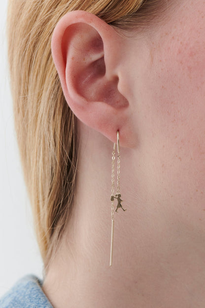 Karen Walker runaway girl thread earrings Gold