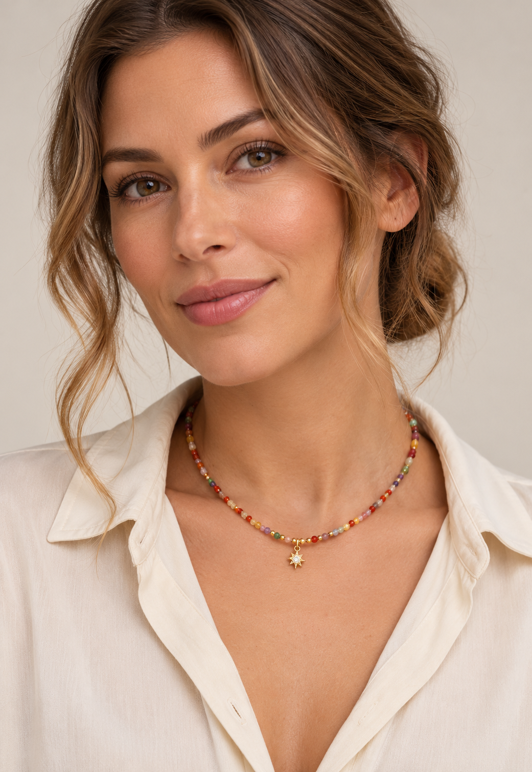 Flying Saucers Starlight Natural Stone Necklace
