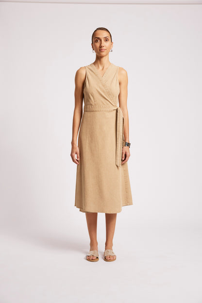 Eb +IveDusk Denim wrap dress Dune