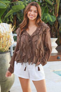 Ruffle brown blouse