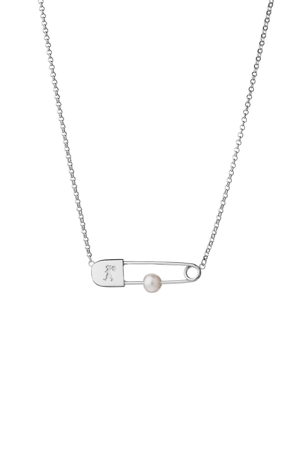 Karen Walker RUNAWAY SAFETY PIN NECKLACE SILVER