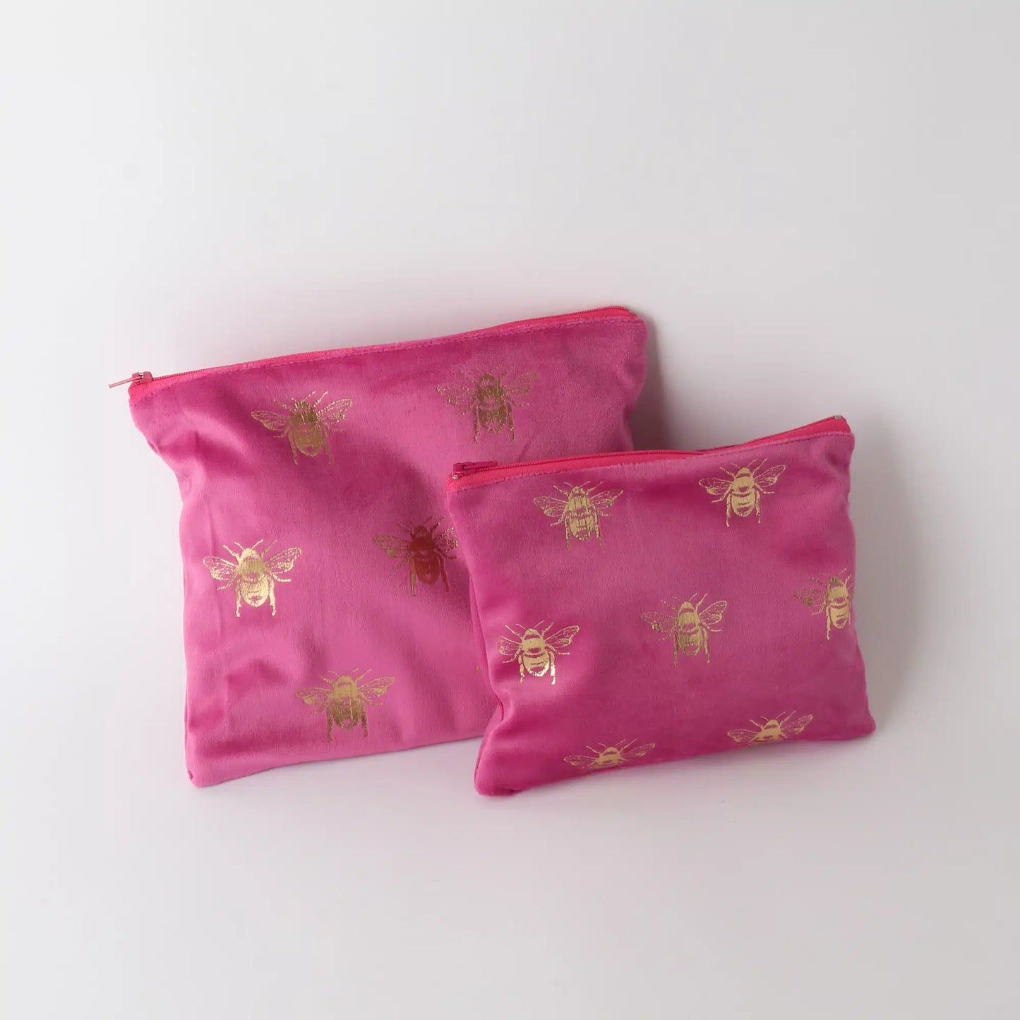 Velvet  Bee toilet  bag set /2 pink gold