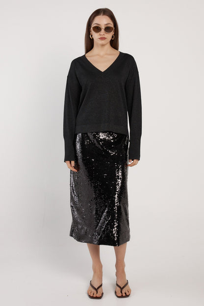 Fate +Becker Monroe sequin halter skirt black