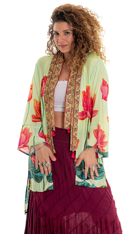 Boho pink lotus Kimono