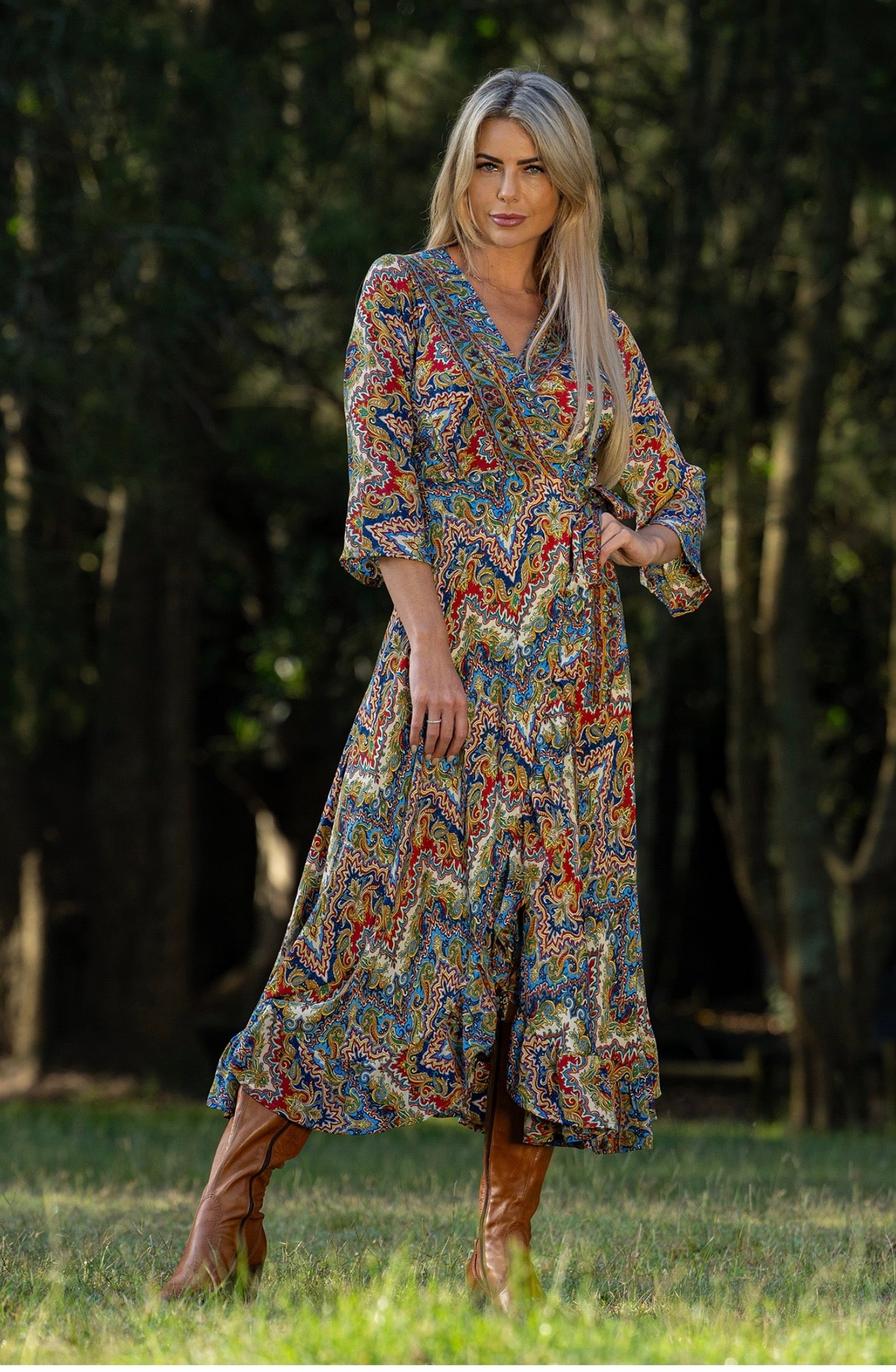 Boho Alta long sleeve wrap dress