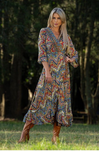 Boho Alta long sleeve wrap dress