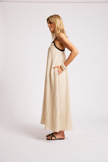 Eb +Ive linen Maris tank maxi dress Tusk /black