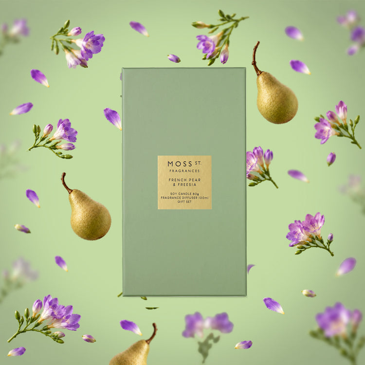 Moss street Gift set .mini. Candle  &diffuser French pear