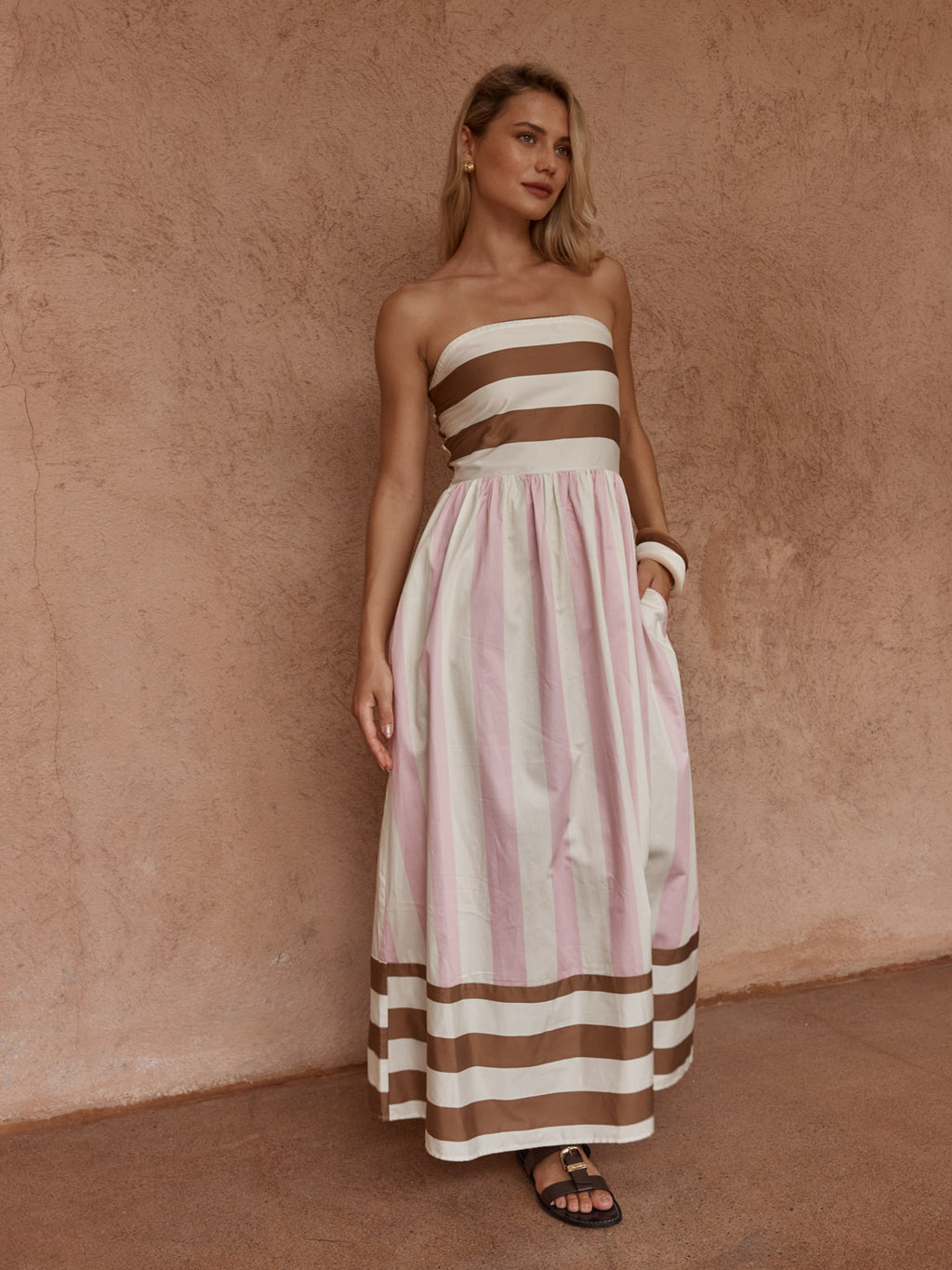SASS NEA SPLICED STRAPLESS DRESS - NEAPOLITAN.  Pre order