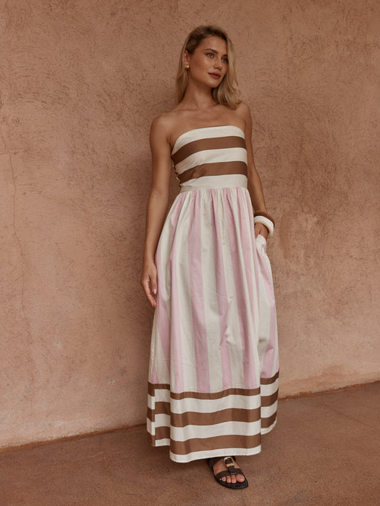 SASS NEA SPLICED STRAPLESS DRESS - NEAPOLITAN.  Pre order