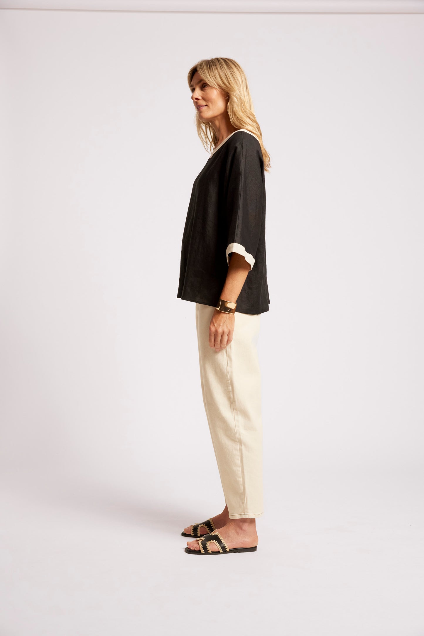 Eb +Ive Maris relaxed top one size tusk/ black Copy)