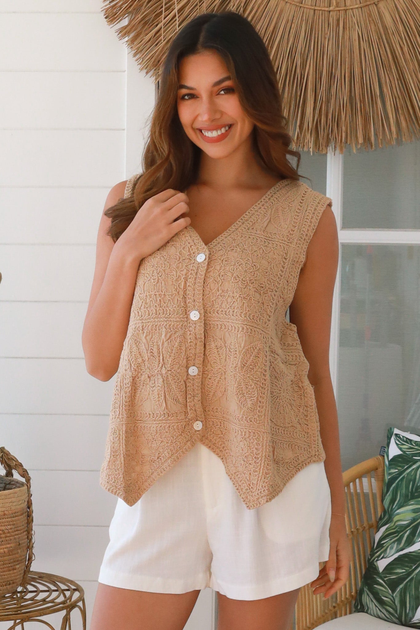 Biscuit crochet  cotton vest one size